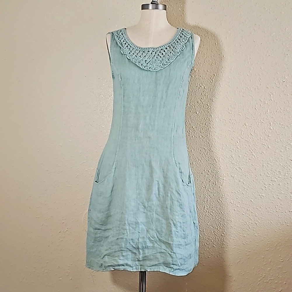 Puro Lino Green Midi Dress